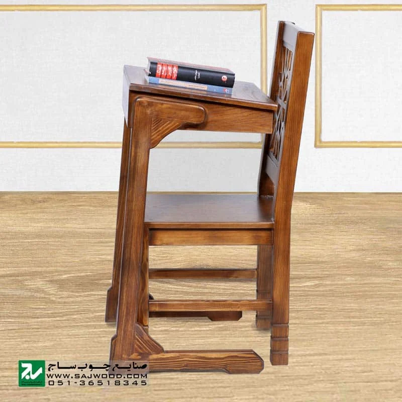 میز و صندلی نماز چوبی و تحریر صنایع چوب ساج مدل 650