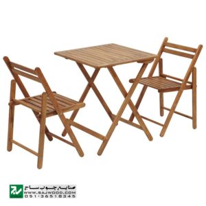 میز و صندلی چوبی دو نفره صنایع چوبی ساج مدل 324