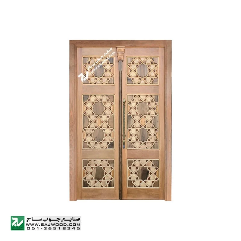درب چوبی ورودی نمازخانه ،مسجد،اماکن متبرکه صنایع چوب ساج مدل K10