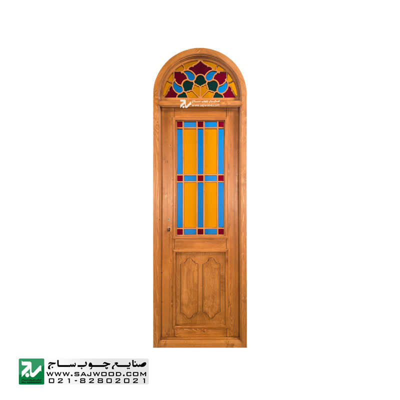 پنجره اُرُسی شیشه رنگی چوبی سنتی صنایع چوب ساج مدل W312