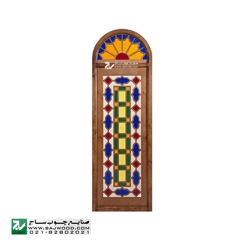 پنجره اُرُسی شیشه رنگی چوبی سنتی صنایع چوب ساج مدل W309