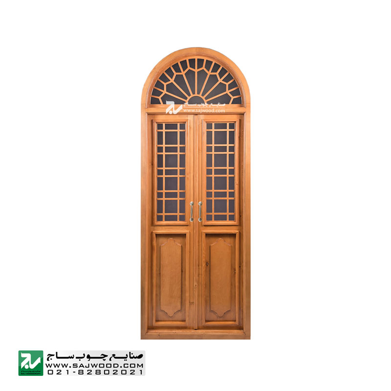 پنجره اُرُسی شیشه رنگی چوبی سنتی صنایع چوب ساج مدل W300