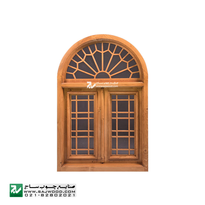 پنجره اُرُسی شیشه رنگی چوبی سنتی صنایع چوب ساج مدل W301