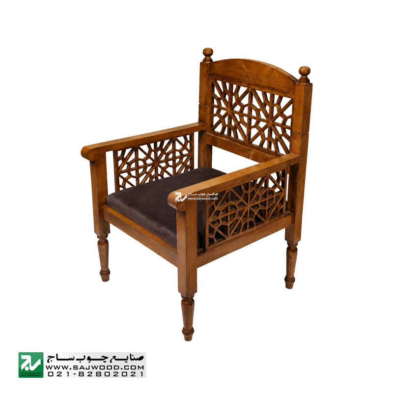 منبر تک پله چوبی مسجد صنایع چوب ساج کد 124